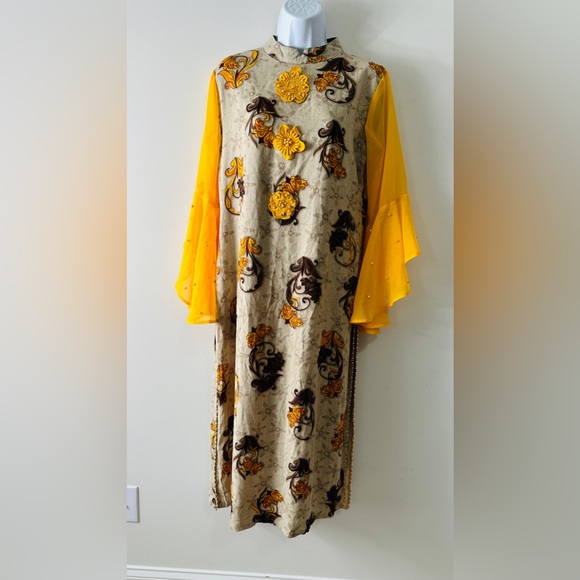 Beautiful Sheer Waterfall Flounce Sleeve Tunic Dress With Side Splits Size XXL - Picture 6 of 10